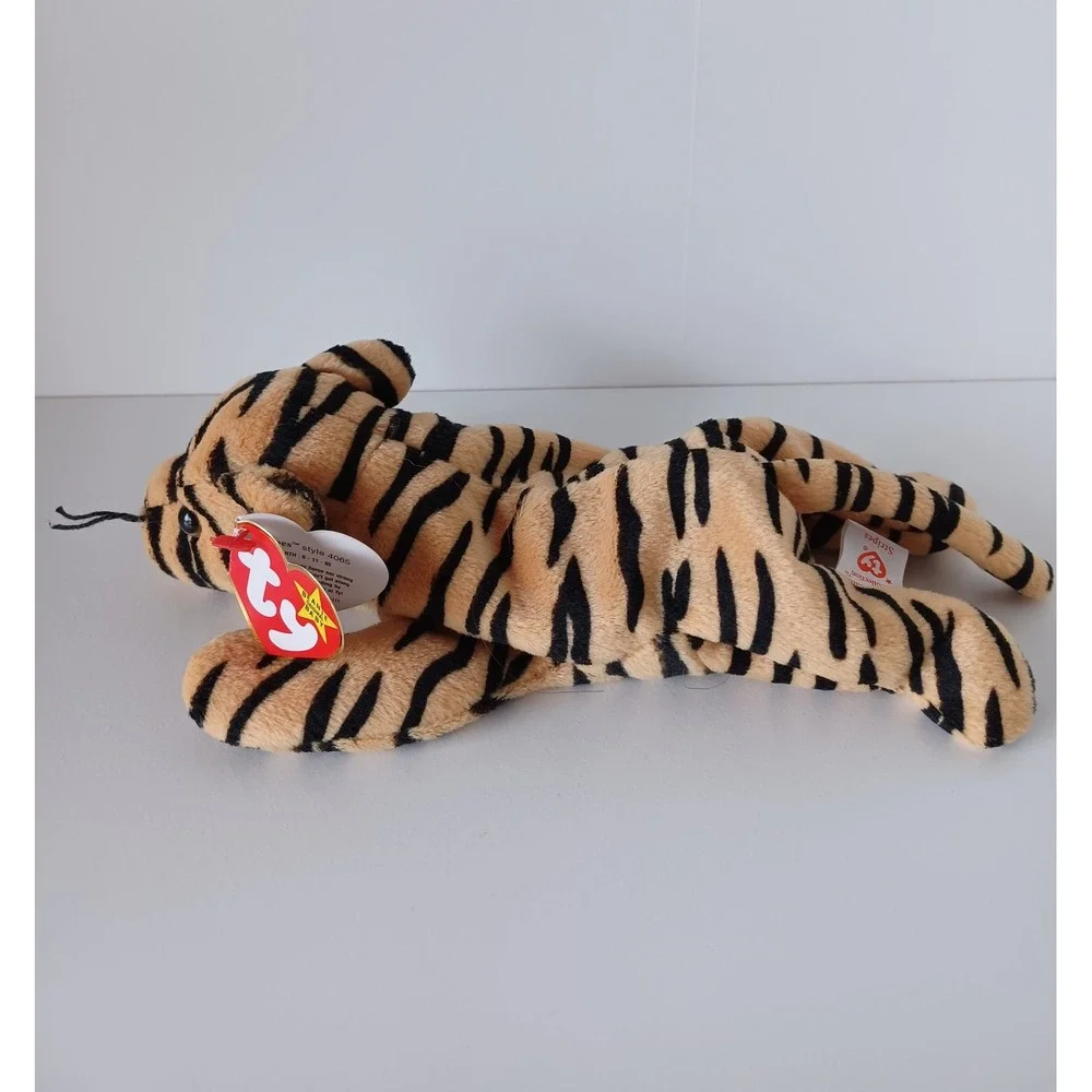 Vintage 90s Stripes Tiger Ty Beanie Baby Plush Stuffed Animal Collectible Toy